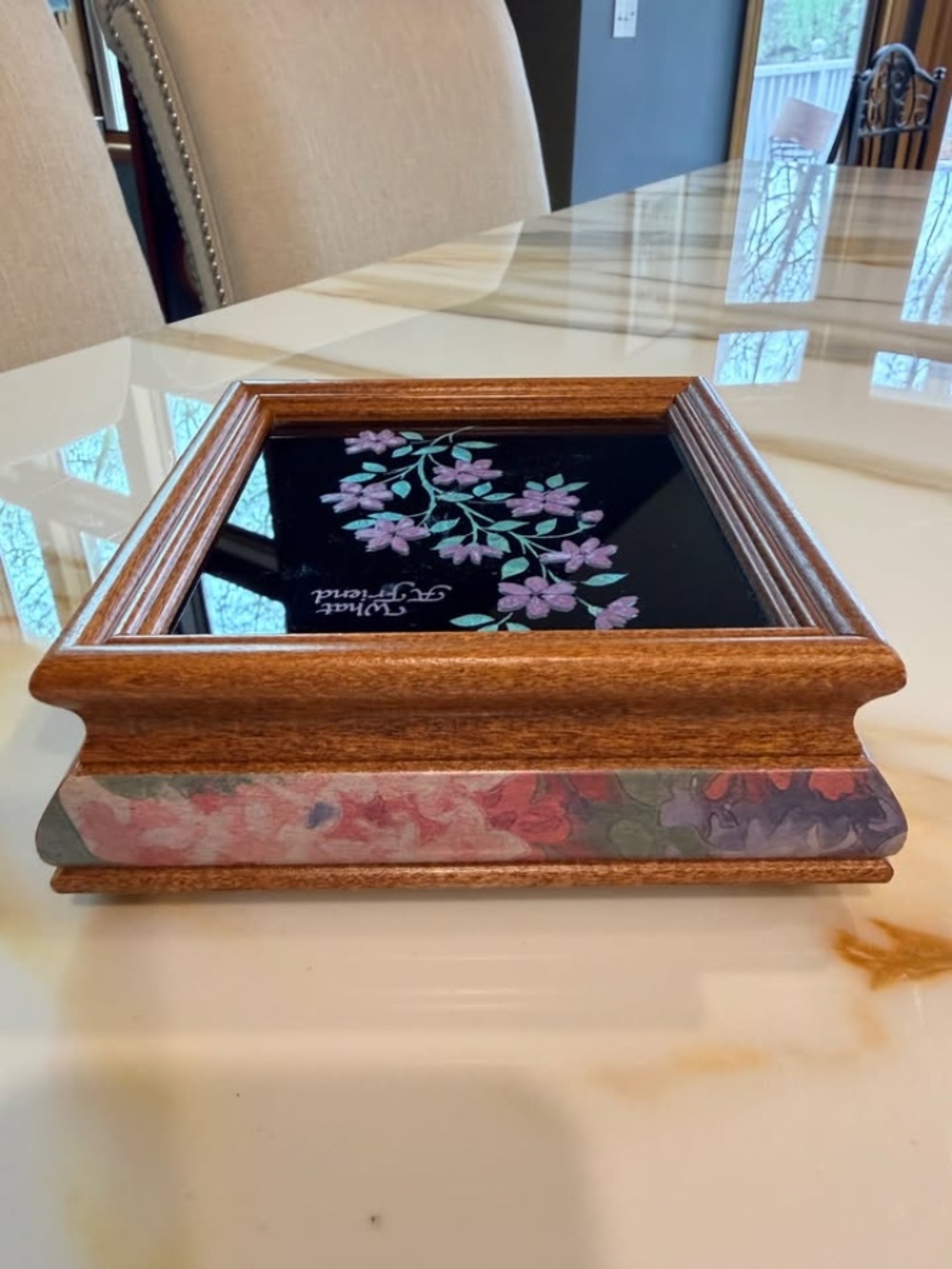 P. Graham Dunn Inc What A Friend Wooden Music Box With Frosted Glass